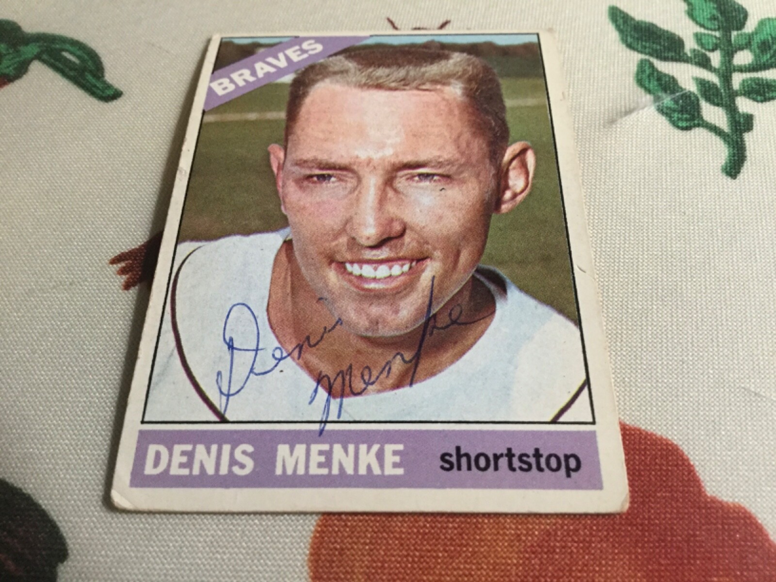 1966 Topps Denis Menke Autographed Baseball Card Braves Reds (d.2020)