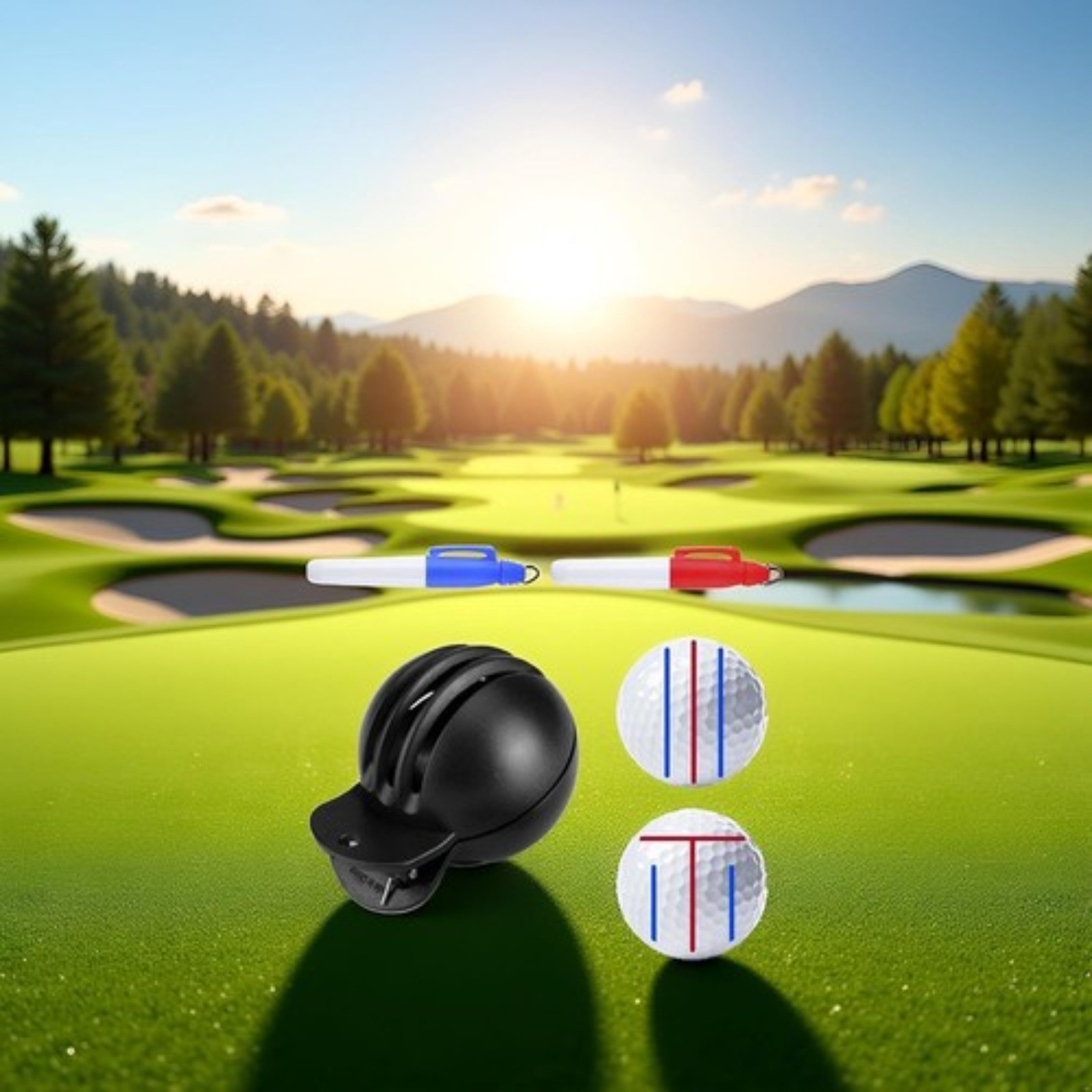 Advanced Golf Ball Effortless 2 Stamp Markers with Alignment Tool
