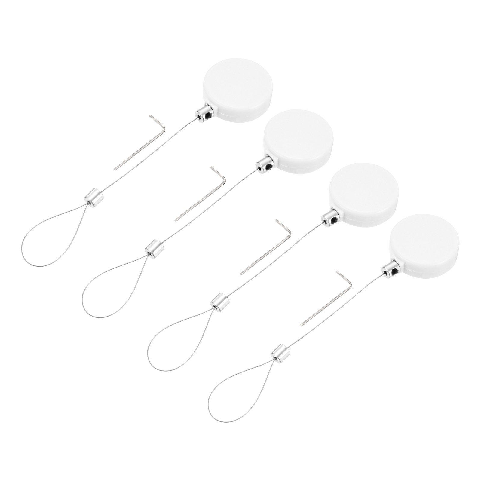 1.8ft Retractable Cable Security Lock with Latch Wrench, White, 4 Pack