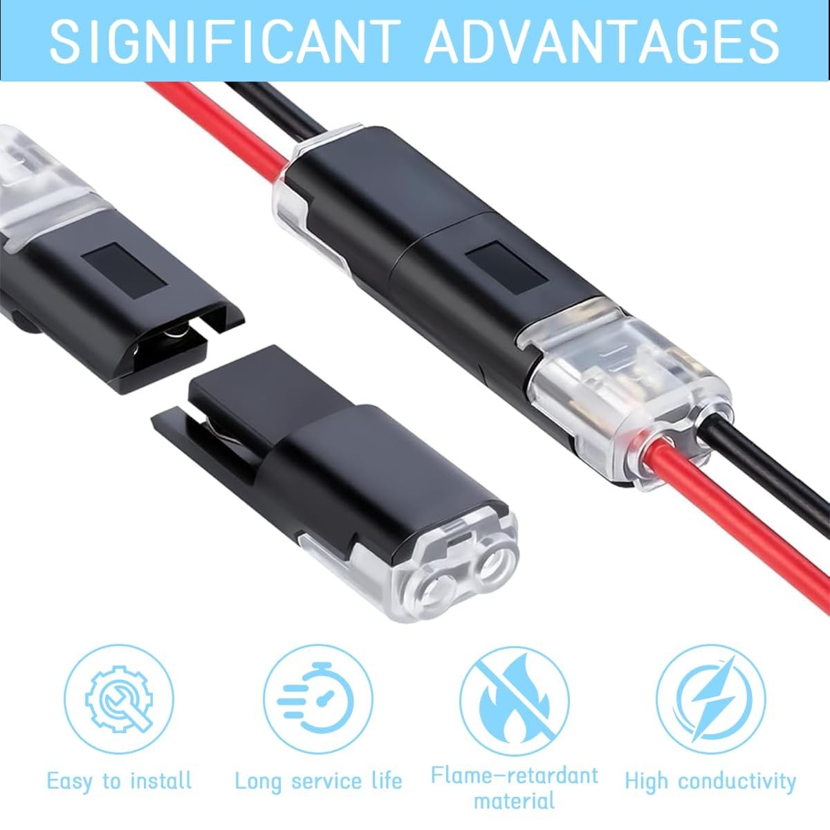 50pcs DoubleWire Plugin Connector with Locking Buckle, QuickClip Fasteners Mu...