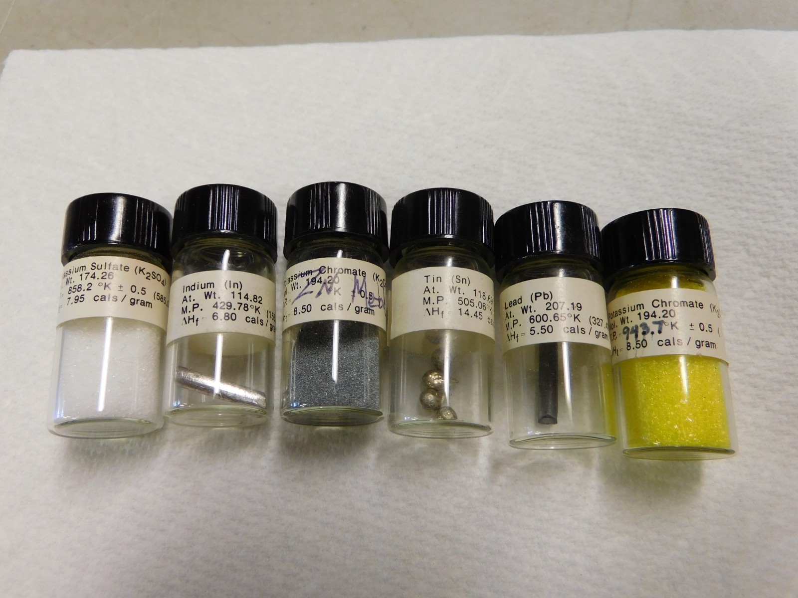 Perkin-Elmer High-Purity Chemistry Sample, Indium, Lead, Zinc, Tin, Potassium