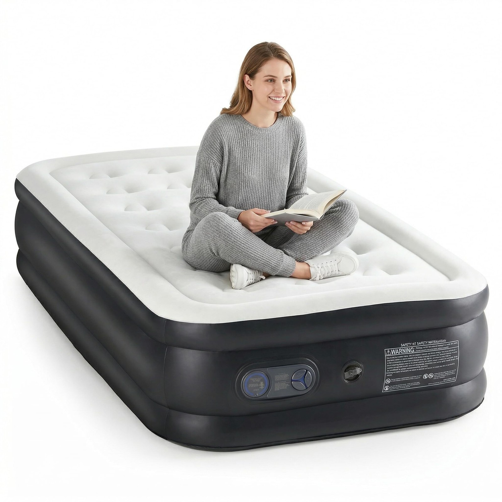 FansaFurn Twin Air Mattress Built-in Pump 18" High, 660lb Capacity, Non-Slip