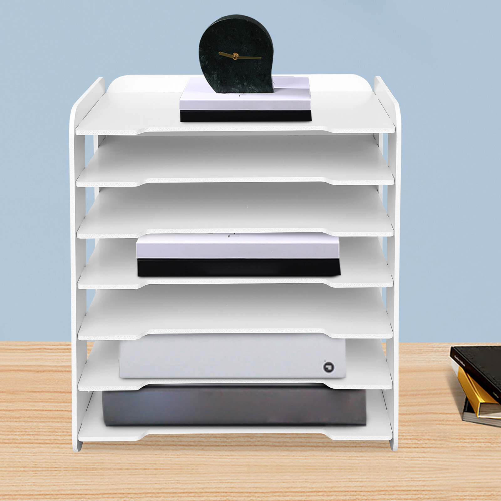 7 Tier Paper File Holder Document Storage Rack Desktop Organizer Office Home