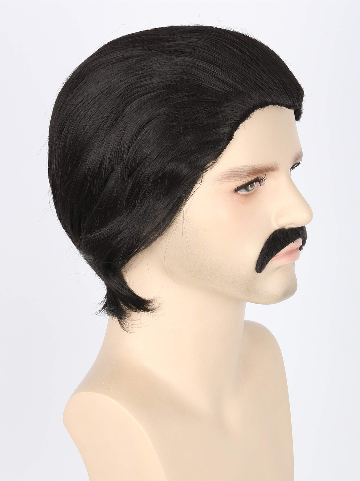 Men's Wigs Black Short Cosplay Halloween Costume Party Wigs Slicked-back Wig ...