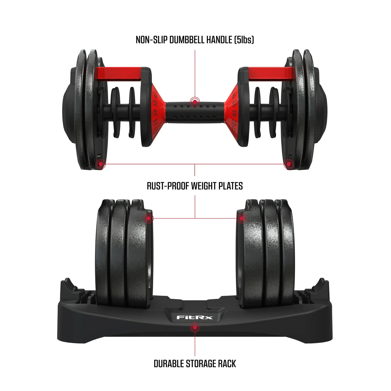 FitRx SmartBell Adjustable Dumbbell, 5-52.5 lbs