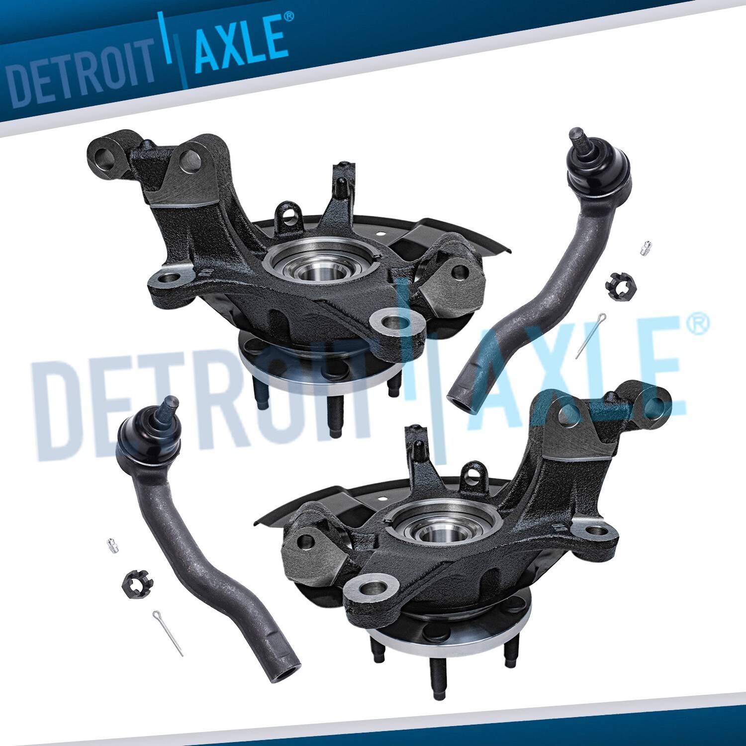 Front Steering Knuckles Wheel Hubs Outer Tie Rods for 2007 - 2009 2010 Ford Edge