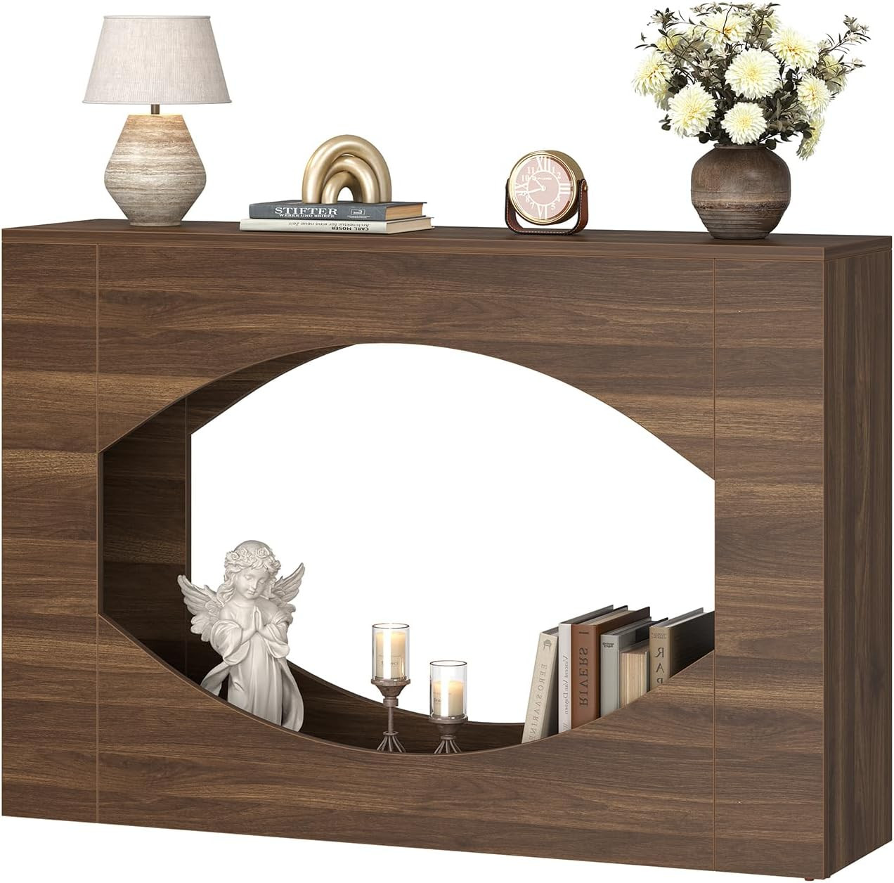 Rustic Farmhouse Console Table with LED Lights, 47" Entryway Accent Table