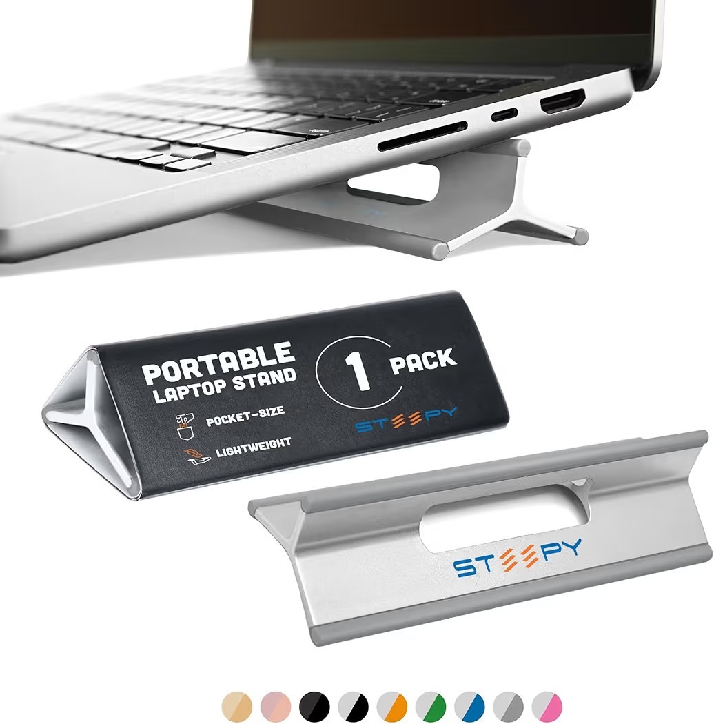 Steepy Laptop Stand for Desk - 3 Heights Computer Riser for Laptop (GRAY)