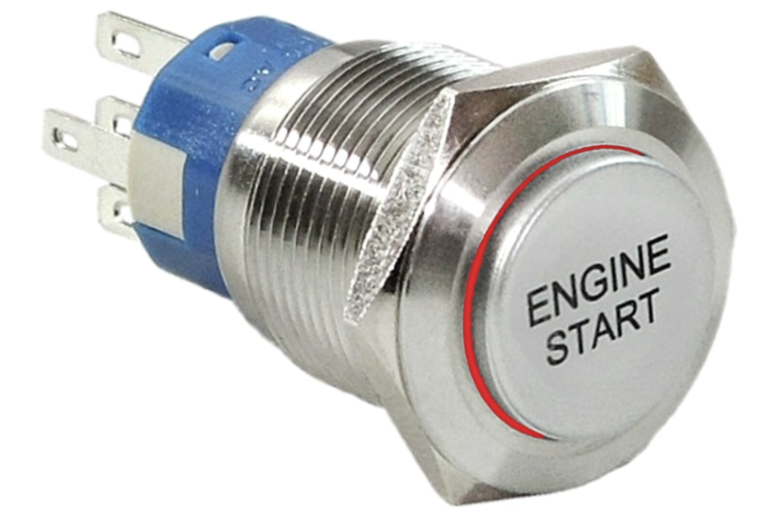 5/8" Start Engine Stainless Steel Push Button Switch w/ Green LED Light 16mm 12V