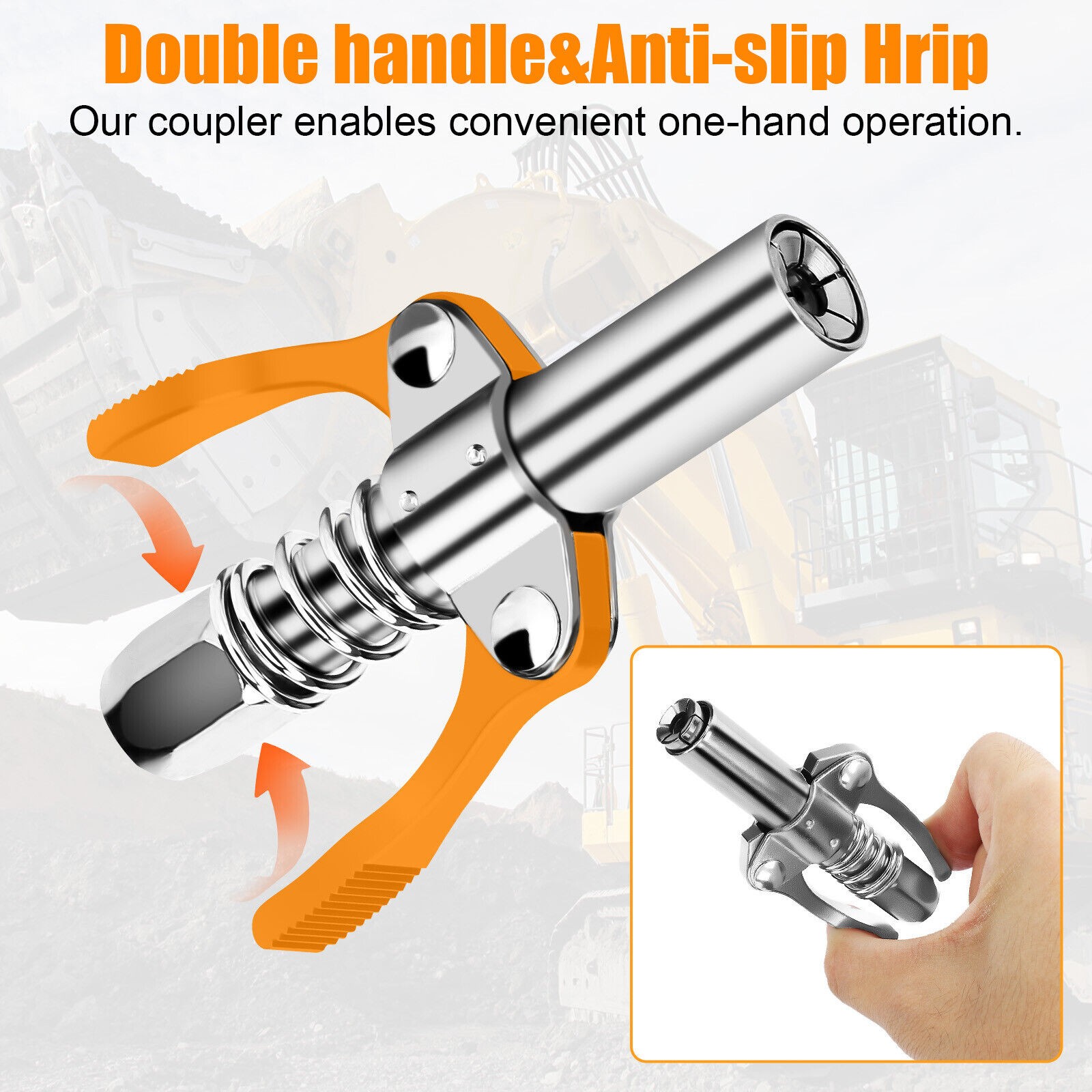 New Grease Gun Coupler 2*Handle High Pressure Quick Release Lock Oil Nozzles