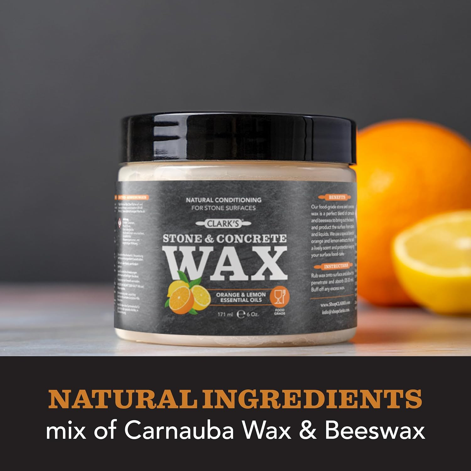 CLARK’S Stone and Concrete Wax - Soapstone Wax with Orange and Lemon Extracts -