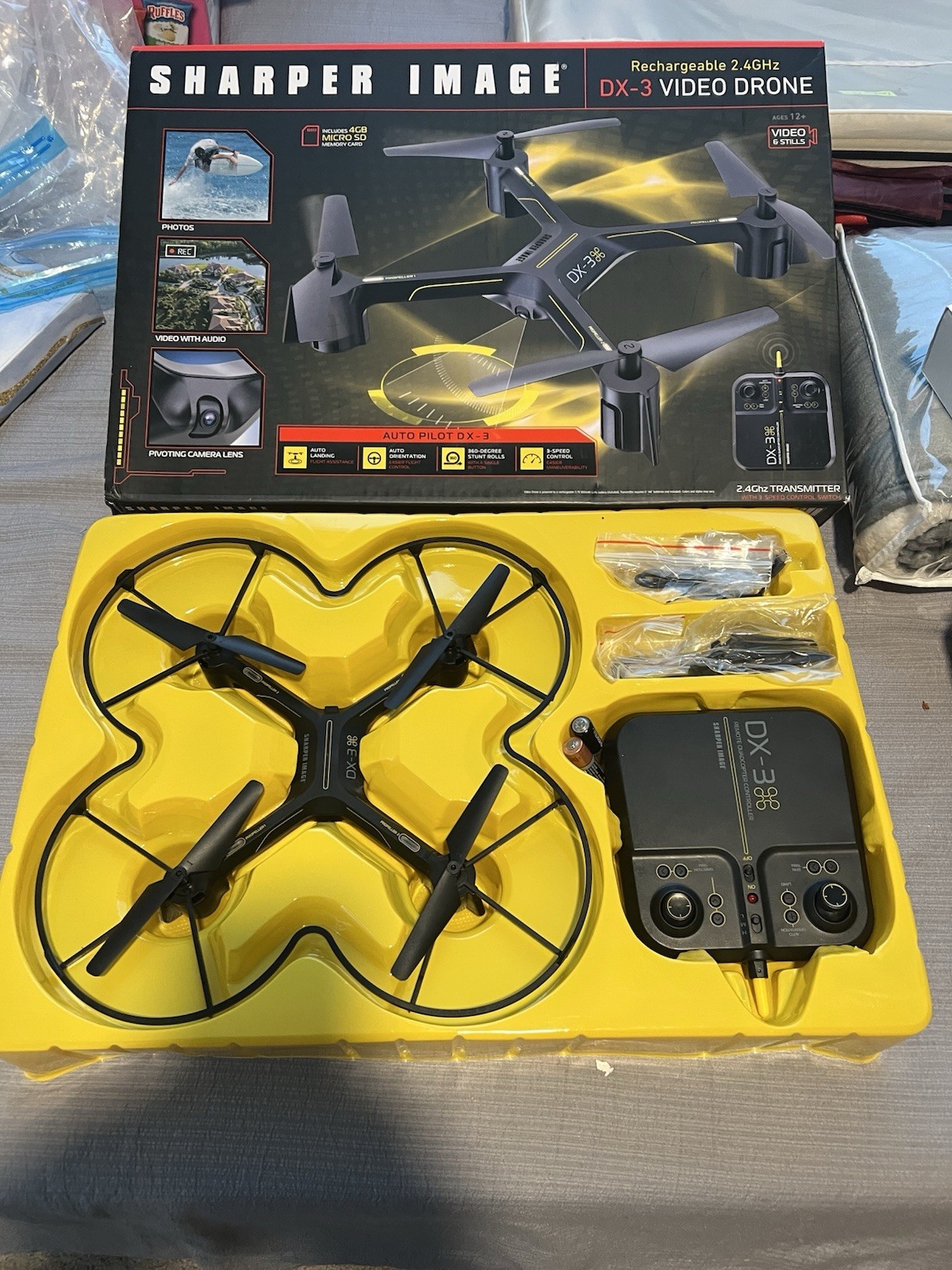 Sharper Image DX-3 Video Drone Quadcopter with Camera, 2.4GHz, Controller