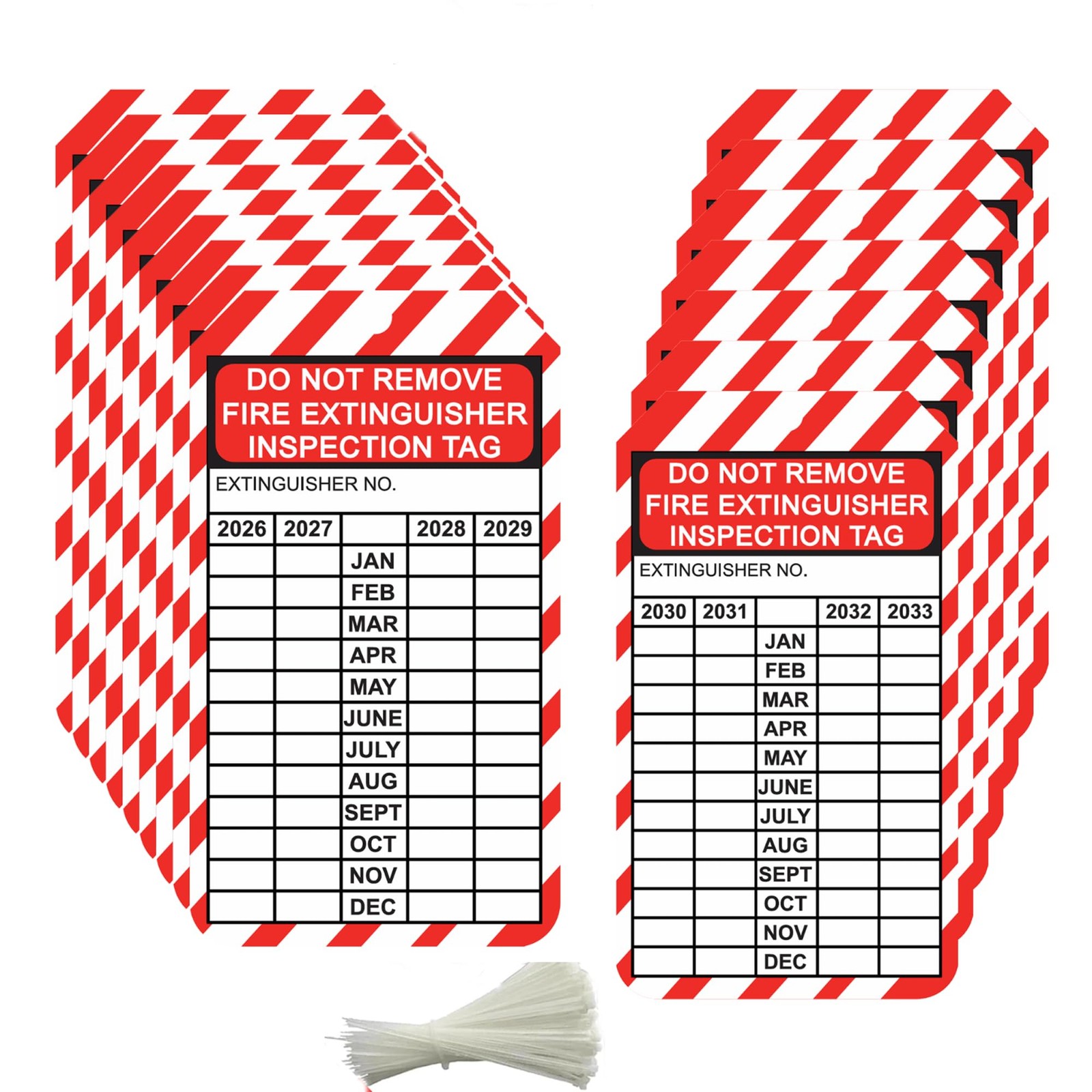 25 Pcs 3.25'' x 5.75'' 2026-2033 Fire Extinguisher Tags with Wire Ties