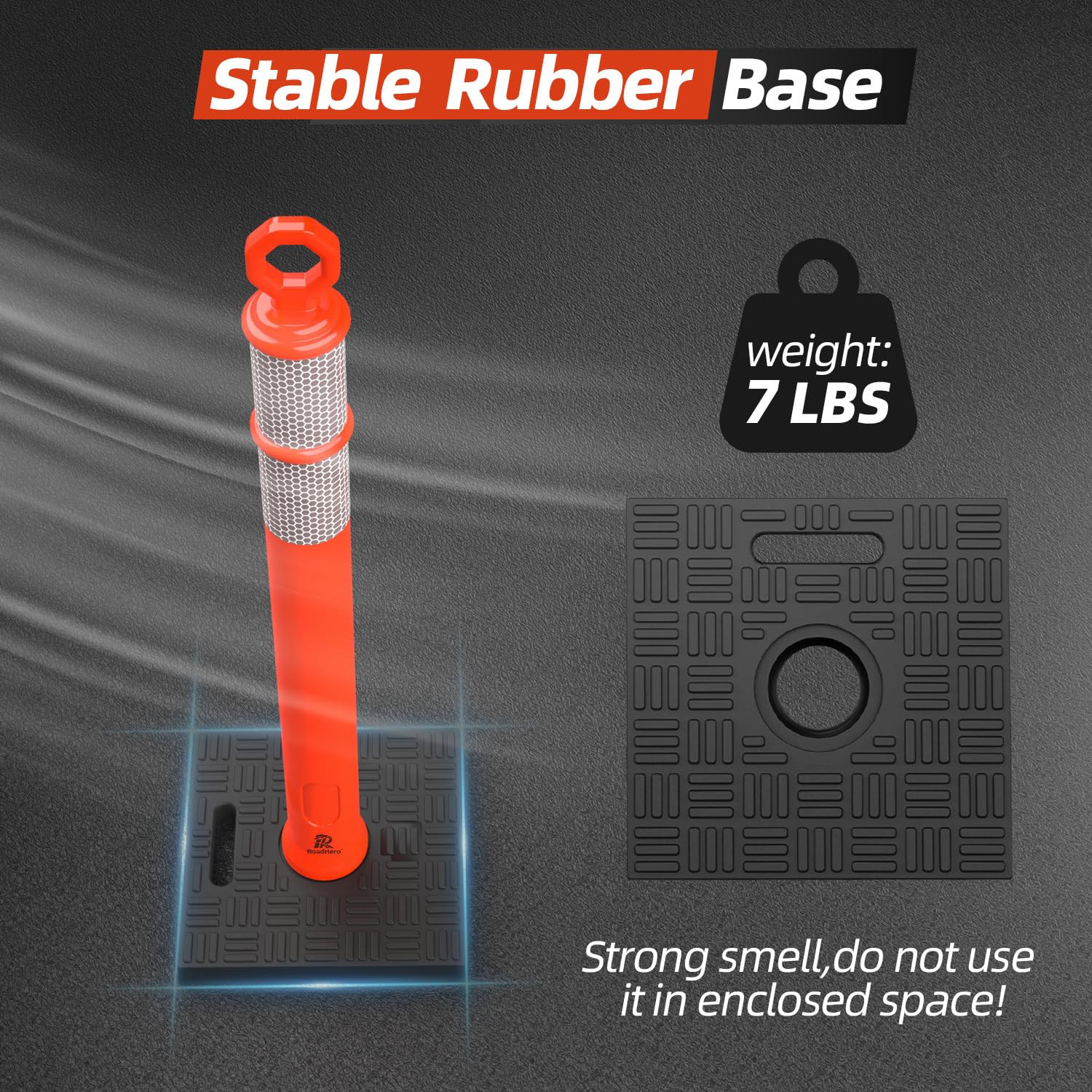 42 Inch Delineator Post with Base, Portable Orange Traffic Delineator Posts Cone