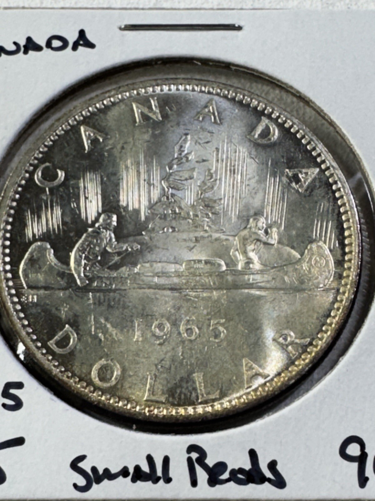 1965 Canada $1 Silver Coin Blunt 5 Small Beads