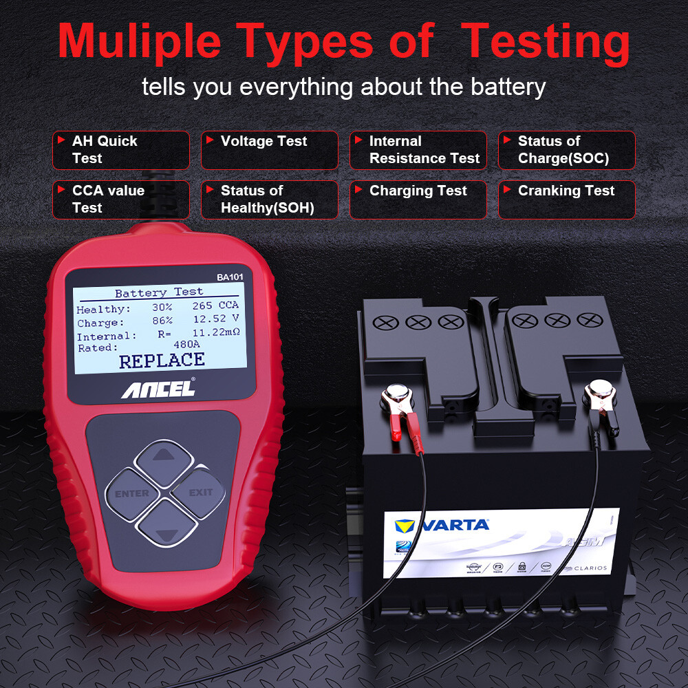 Ancel BA101 12V Auto Car Battery Load Tester Cranking Analyzer Tool 100-2000CCA