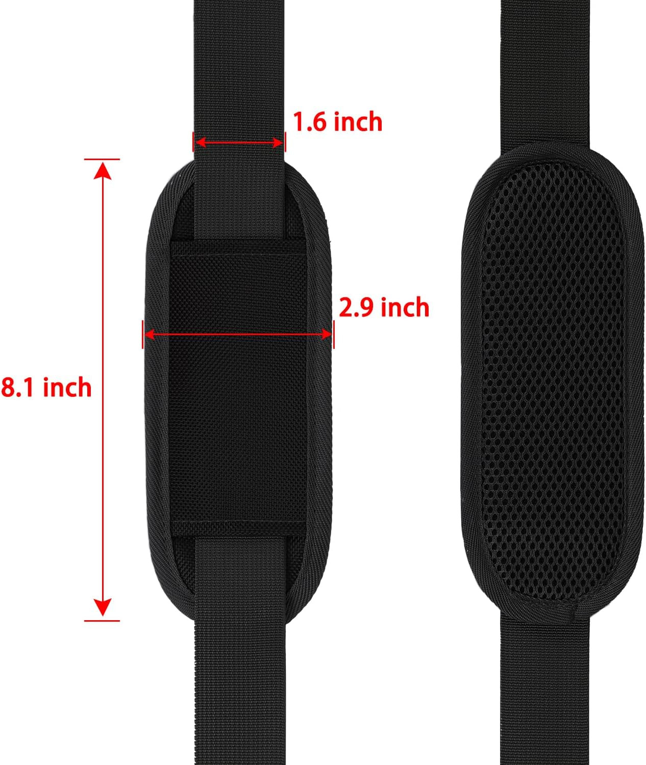 Adjustable Laptop Shoulder Strap Replacement Bag Strap with Metal Hooks Black