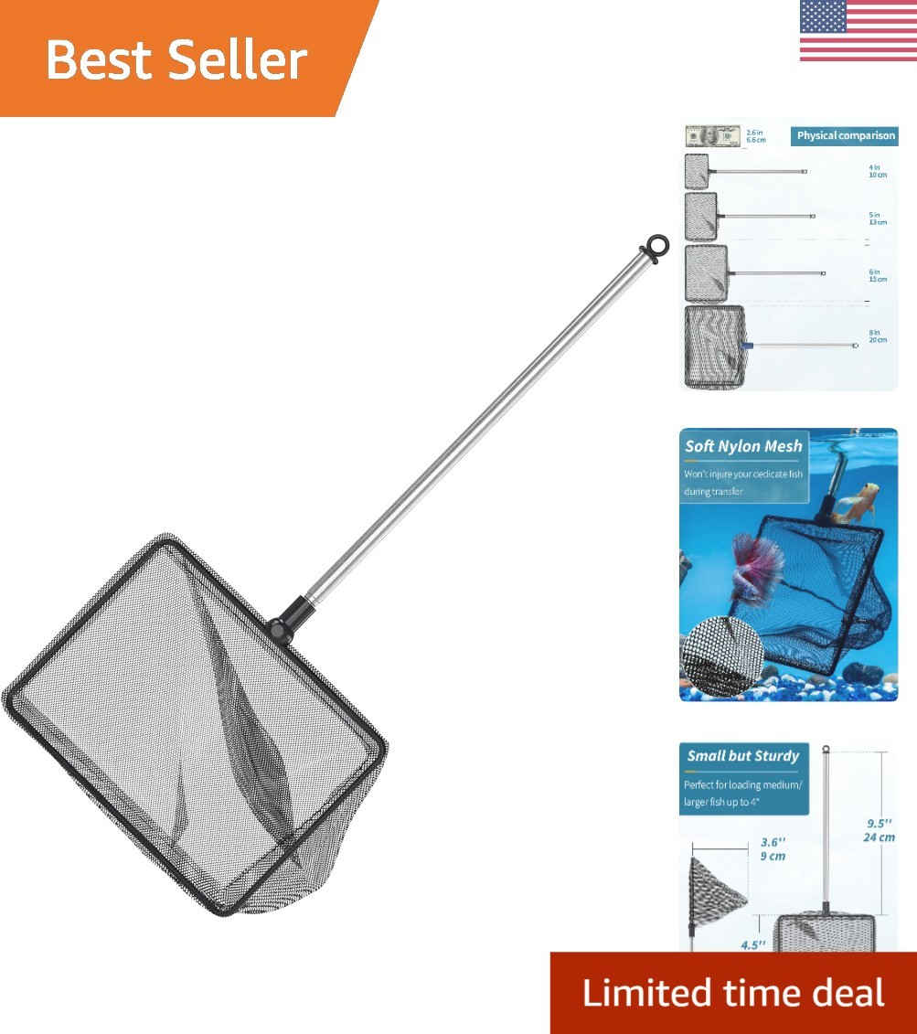 Versatile 6-Inch Aquarium Fish Net - Safe, Rust-Resistant & Easy to Store