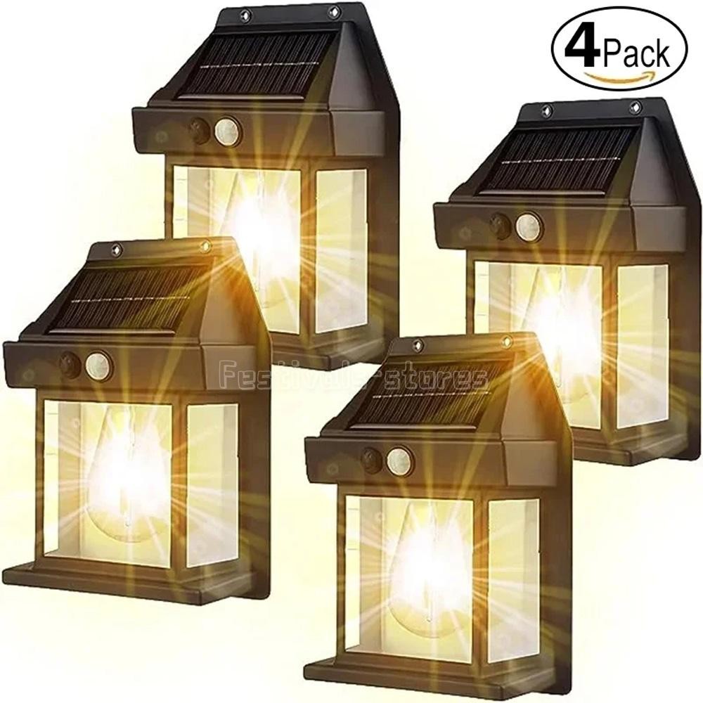 4X Solar Power LED Light PIR Motion Sensor Outdoor Security Lamp Wall Garden US