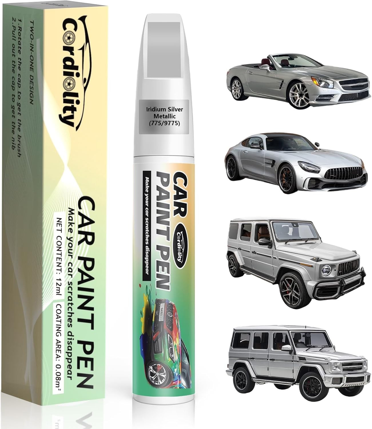 Touch Up Paint Kit for Mercedes 775 9775 Iridium Silver Metallic Scratch Remover