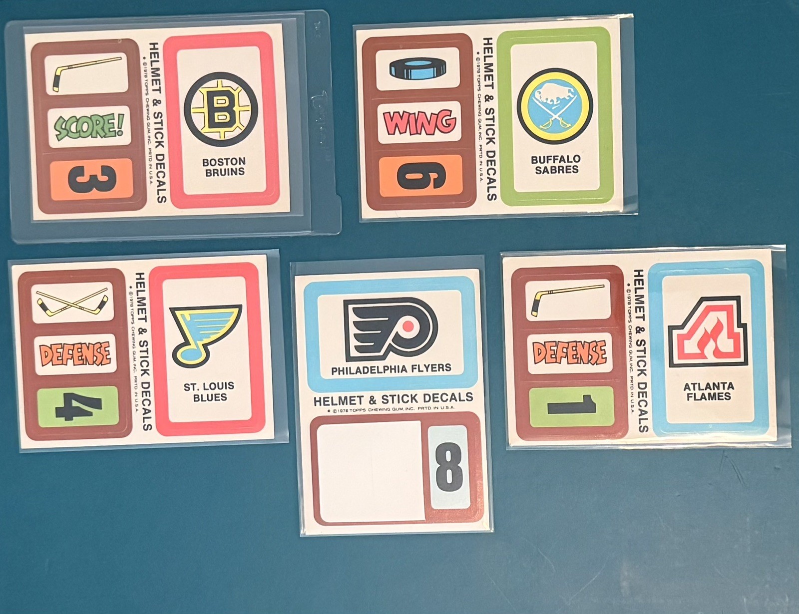 1978 Topps NHL Stickers Lot of 5 - Vintage - Rare NM - 3 Layer Casing