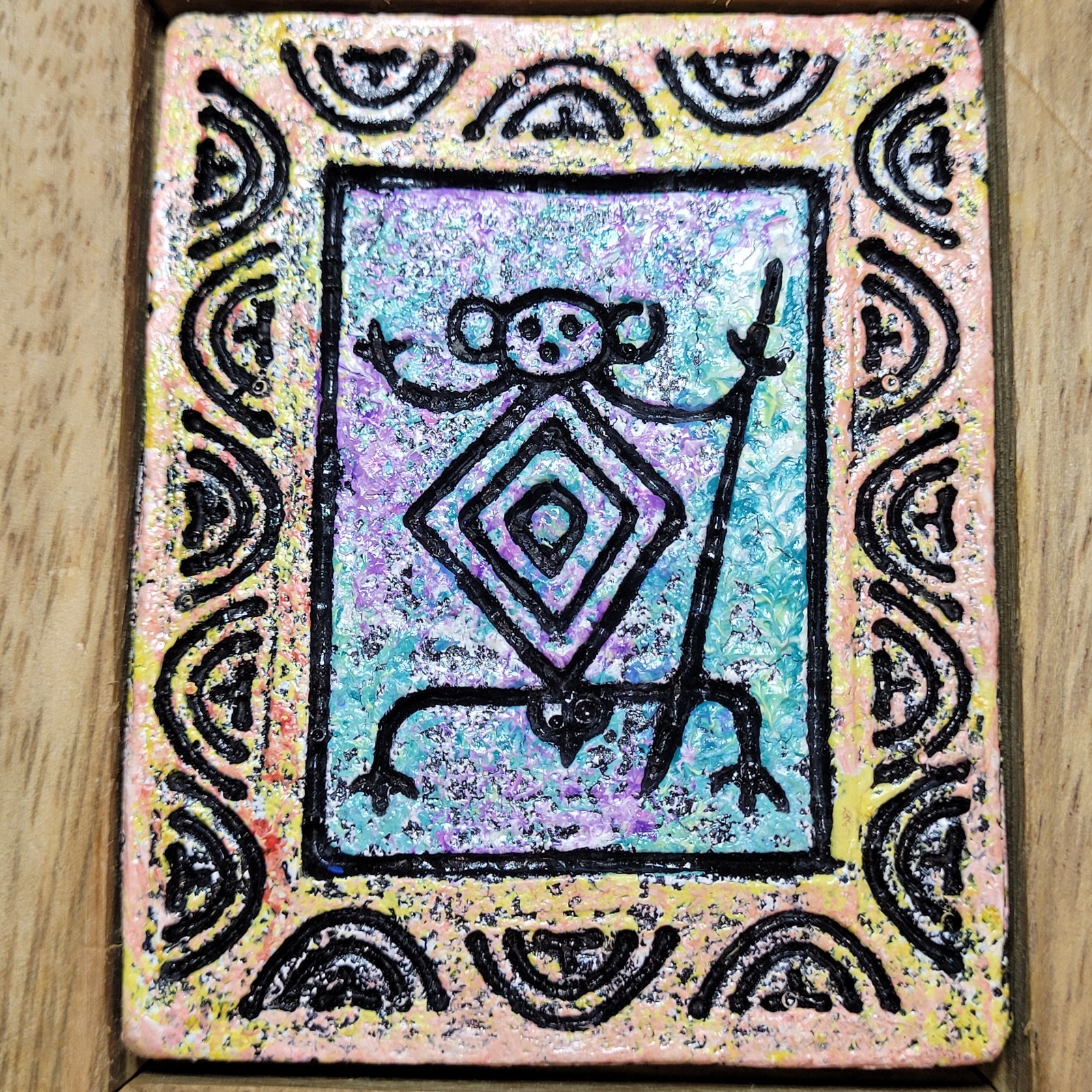 MOSAICO TAINO Tile Art Vintage  1980’s Formato Wood Folk Art Monkey