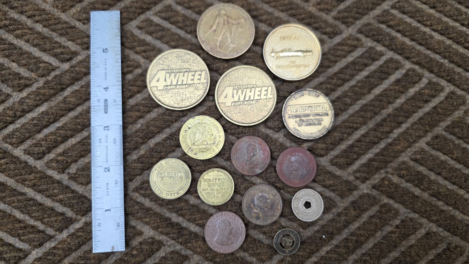 14 Vintage / Modern Token Lot Tokens Some Metal Detected Bronze Brass