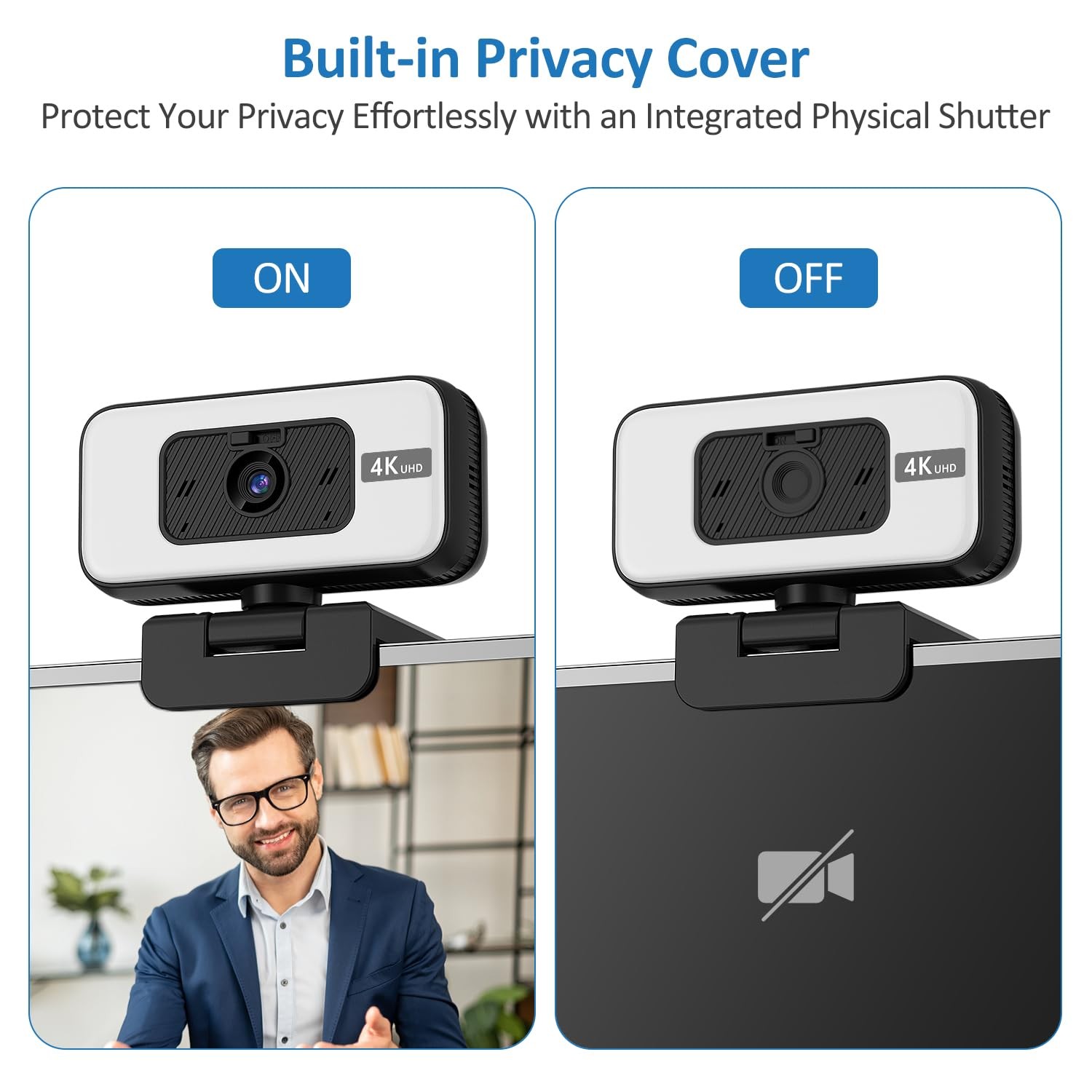 4K Webcam for PC, Web Camera for Desktop Computer, USB Webcam with Noise Canc