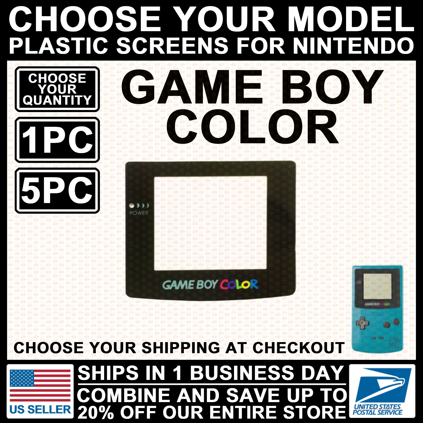 Screen Replacement for Nintendo Game Boy Color/GBC Console Cover PLASTIC