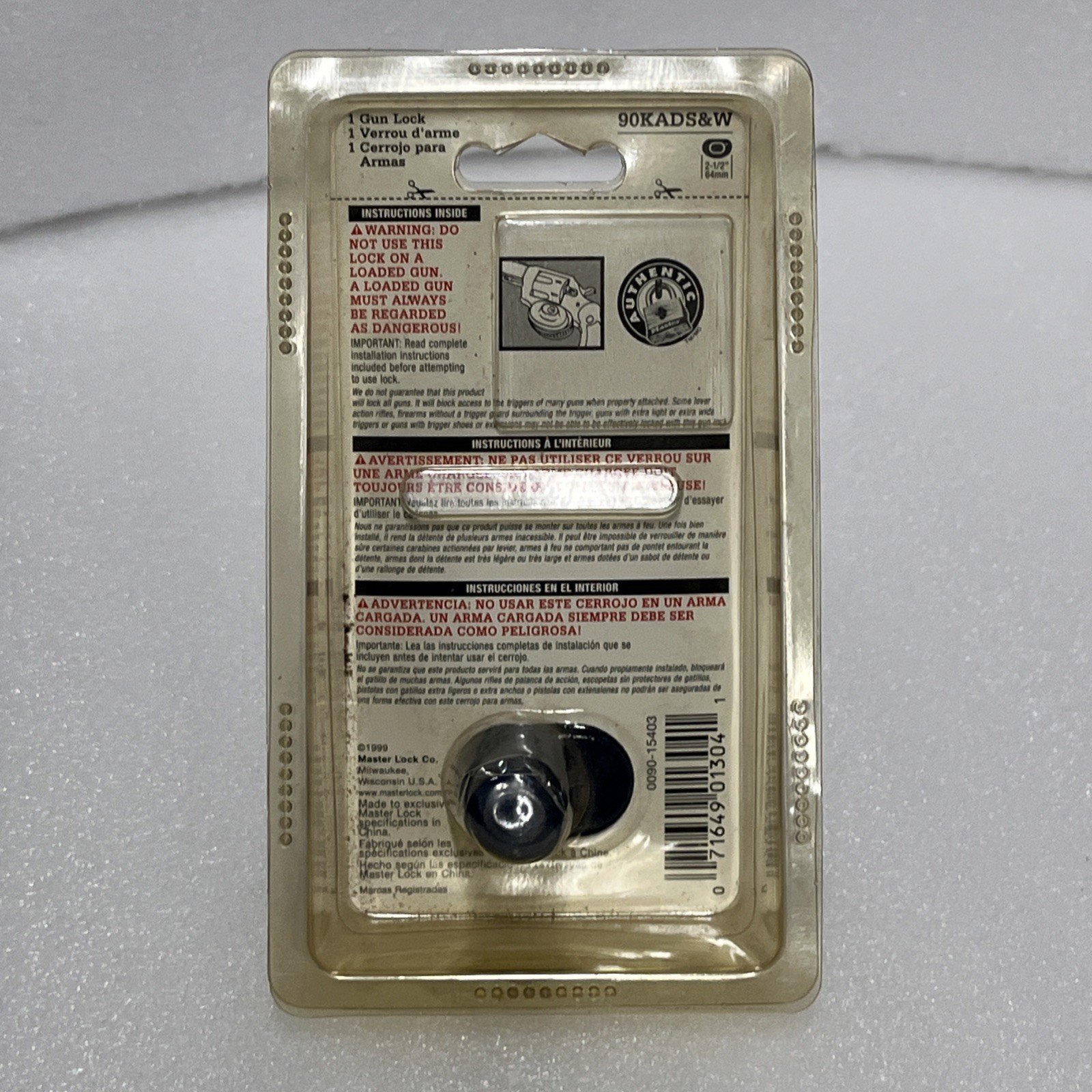 Smith & Wesson Master Lock Gun Trigger Lock New 90KADS&W