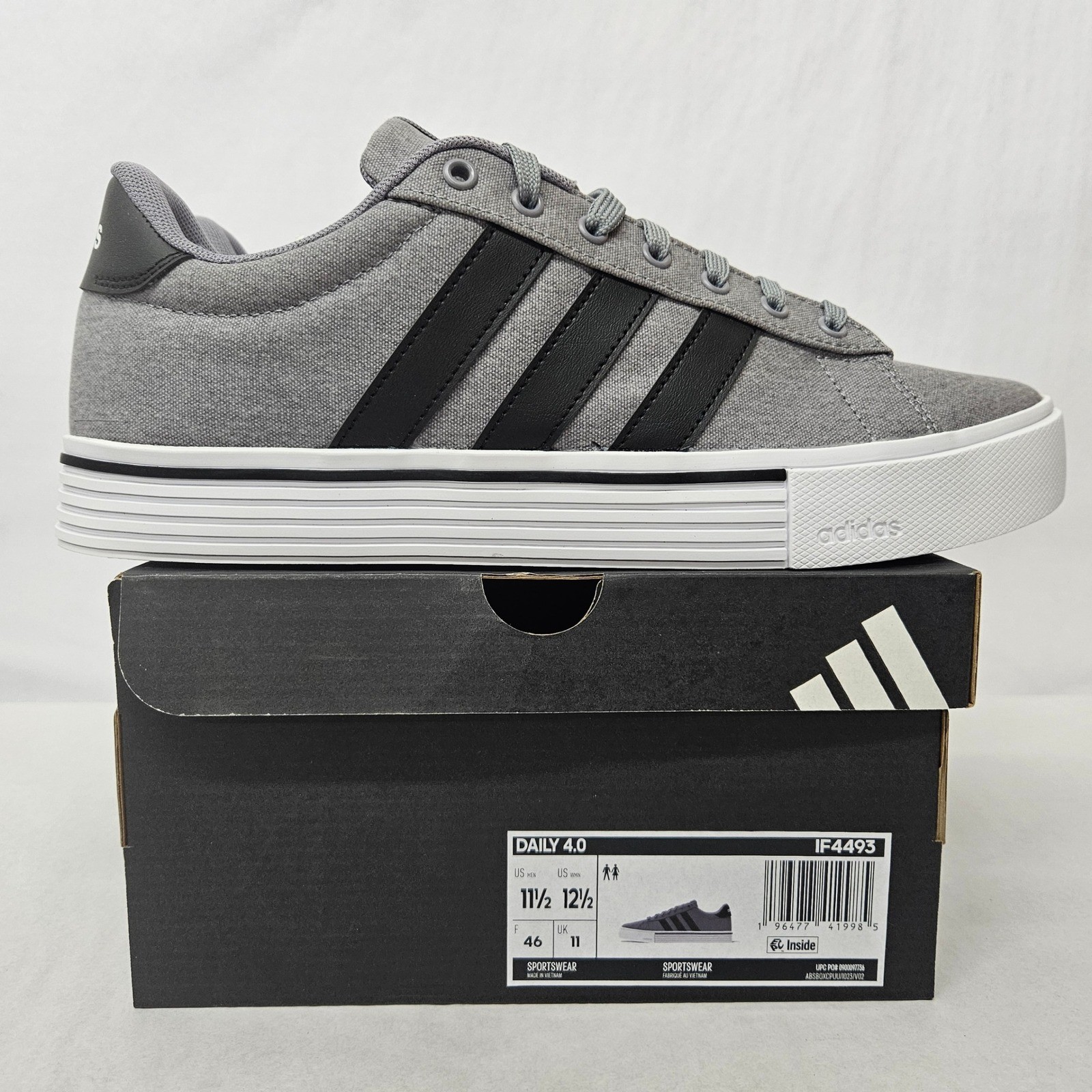 Adidas Daily 4.0 Casual Athletic Shoes IF4493 Gray Black White Men's Size 11.5