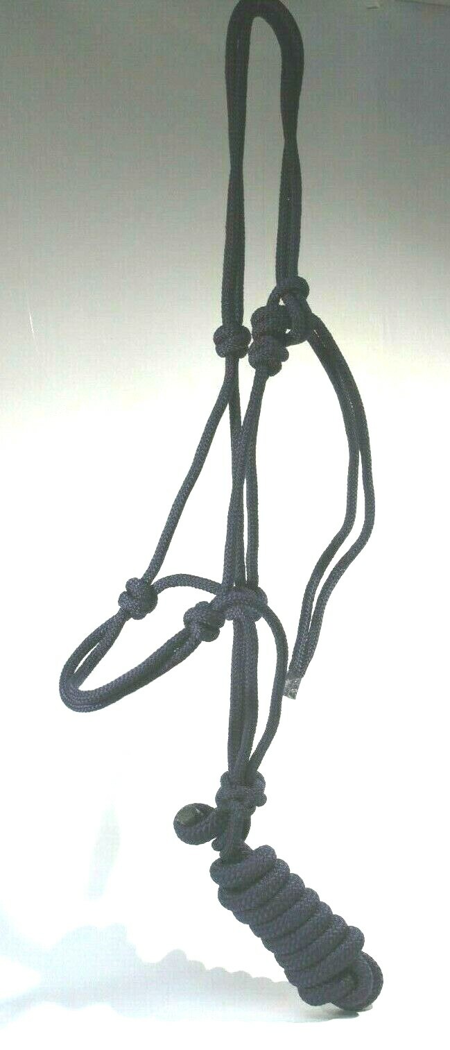 Economy Nylon Cowboy Navy Blue Rope Halter w/Detachable Lead EH210