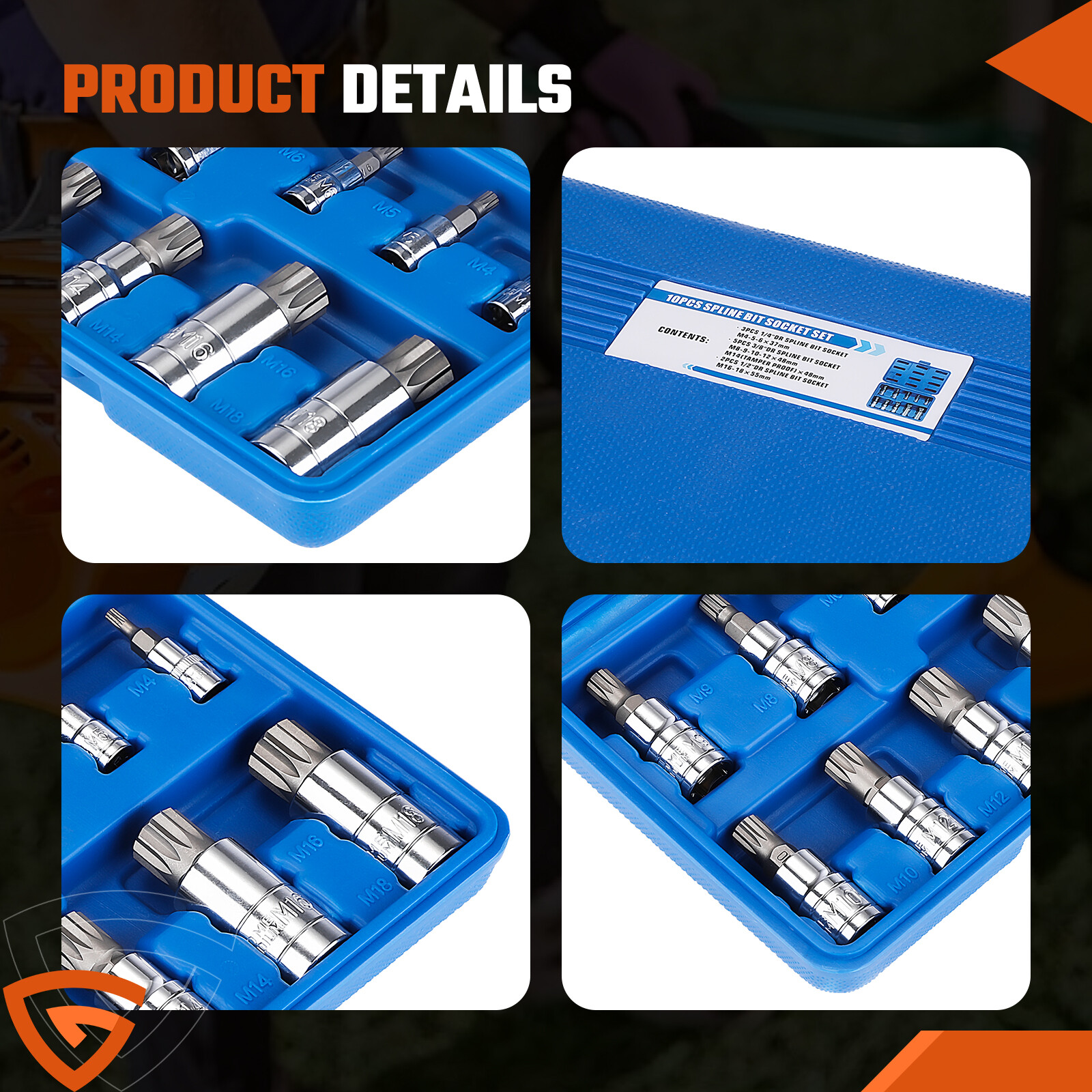 10pcs For XZN Triple Square 12 Point Spline Tamper Bit socket Set 4MM - 18MM US