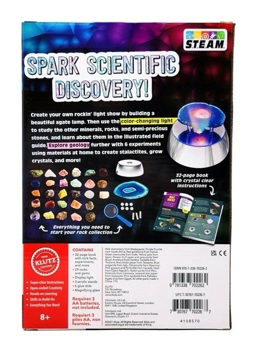 New Klutz Light-Up Rock & Gem Collection Kit With 29 Rocks Display Light