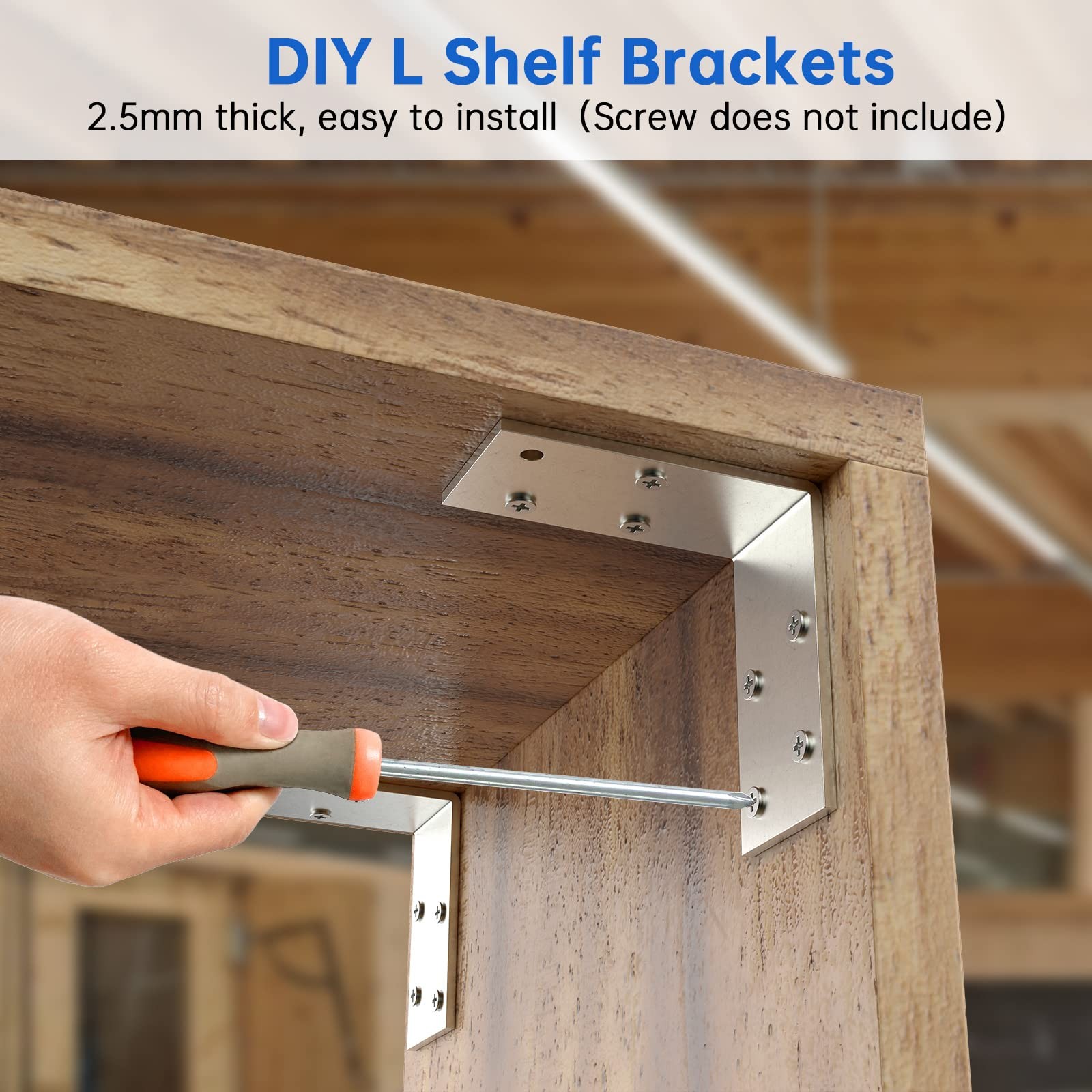 (8PCS) L Brackets Heavy Duty 90 Degree Angle Galvanized Corner Brace Iron