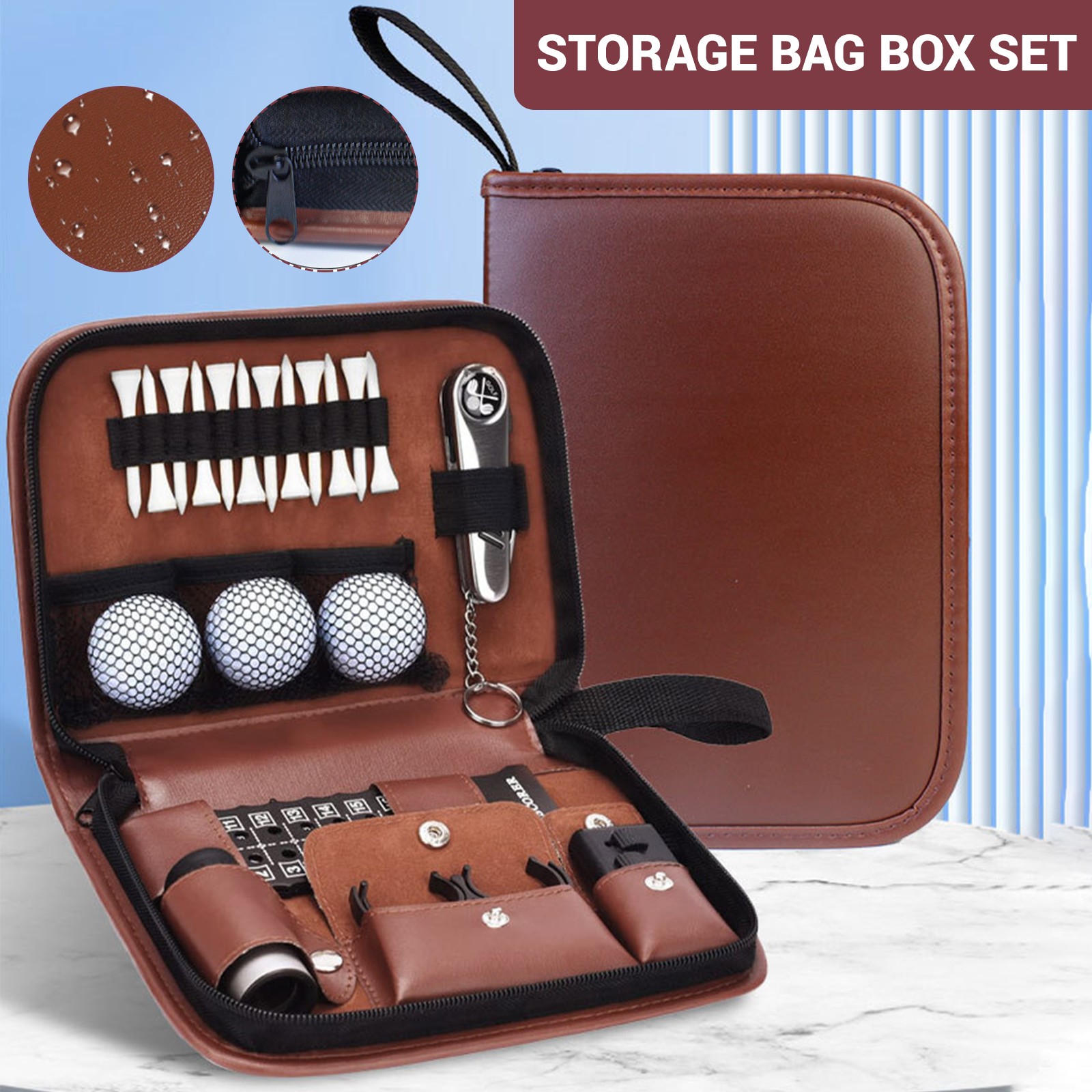 Golf Accessory Set for Men and Women Golf Stuff Set with Leather Case Golf Balls