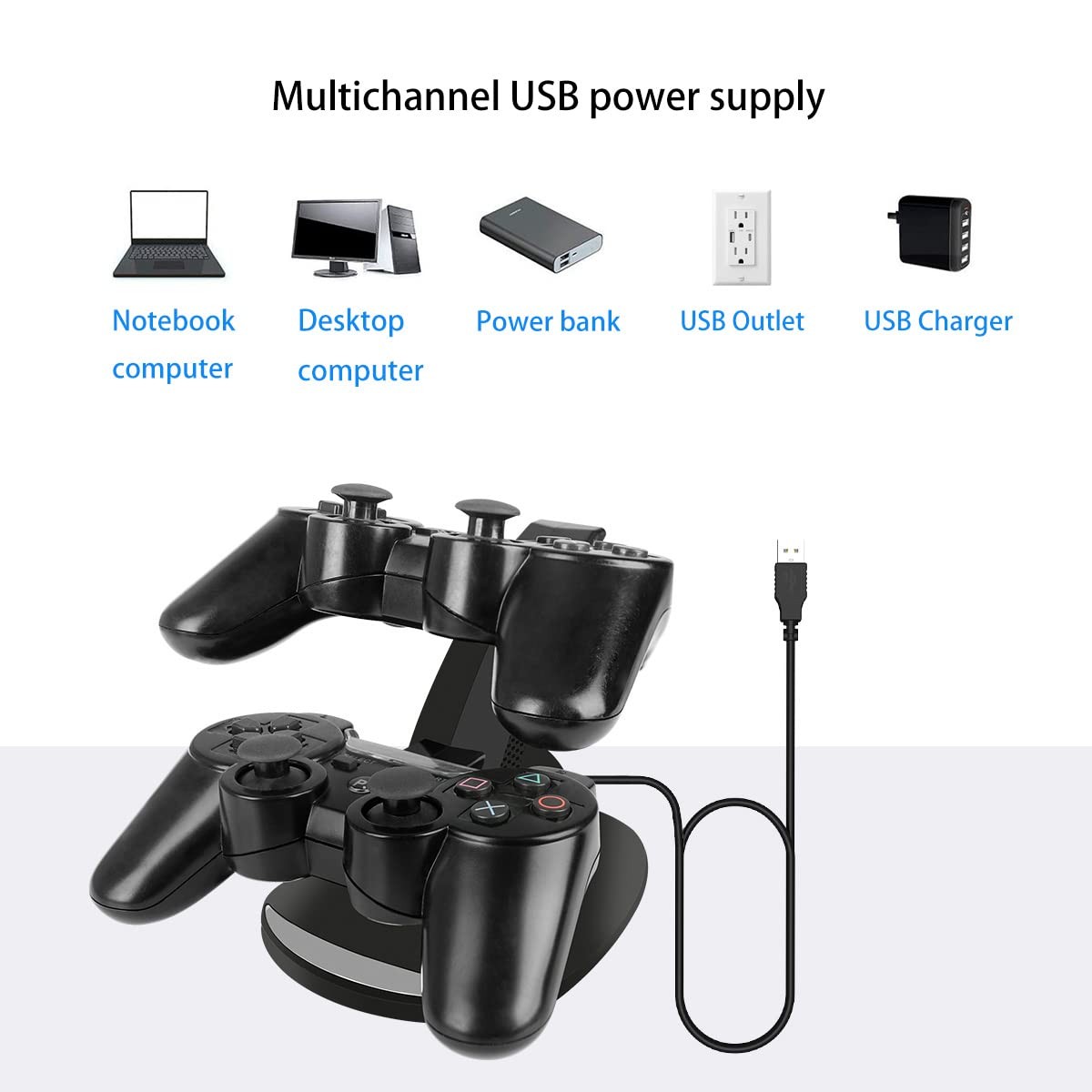 PS3 Controller Charger, Dual Console Charger Charging Docking Station Stand for