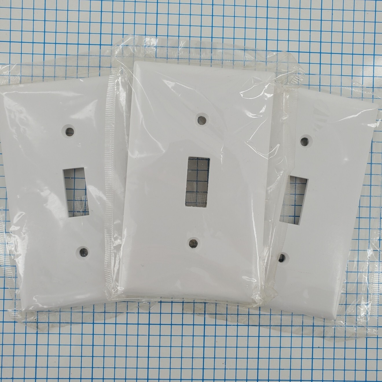 White Toggle Switch Standard-Size 1-Gang Wallplate Cooper 2134W (Lot of 3)
