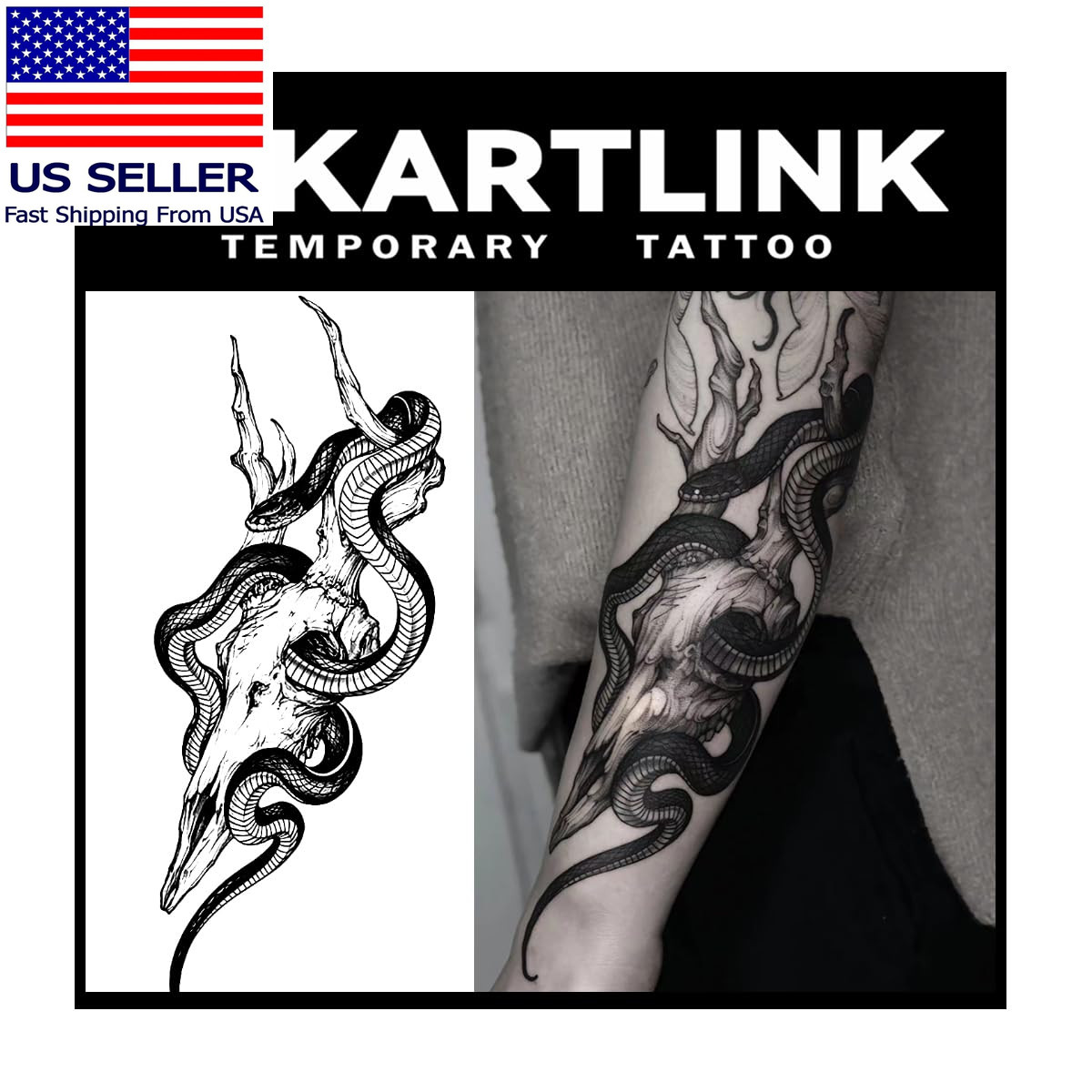 Tattoo Tech, 2 Sheets Large Semi Permanent Tattoo, Adult Art Design Temporary Ta