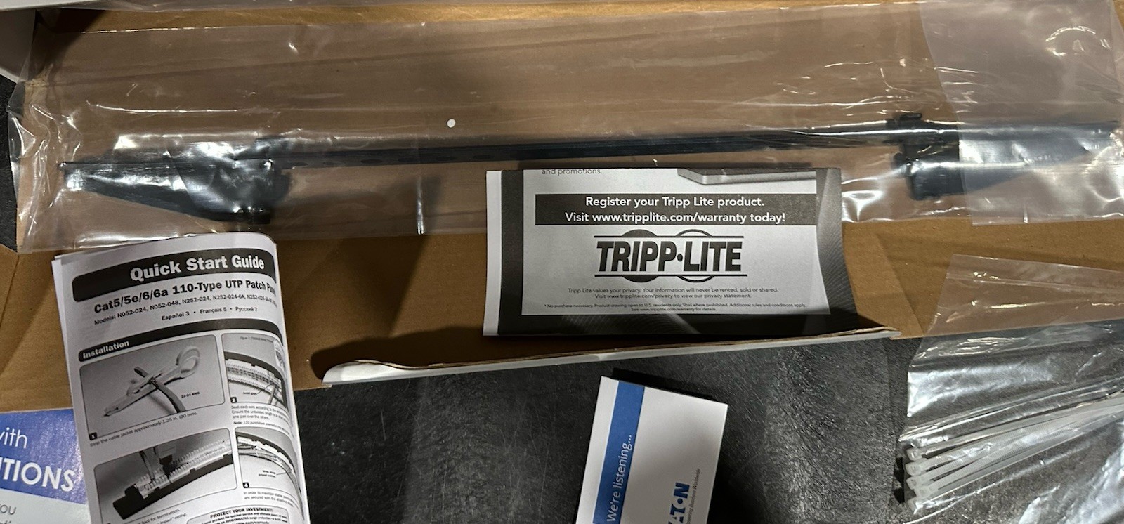 Tripp Lite 24-Port Cat6a Patch Panel Model N252-024-6A Black 19"