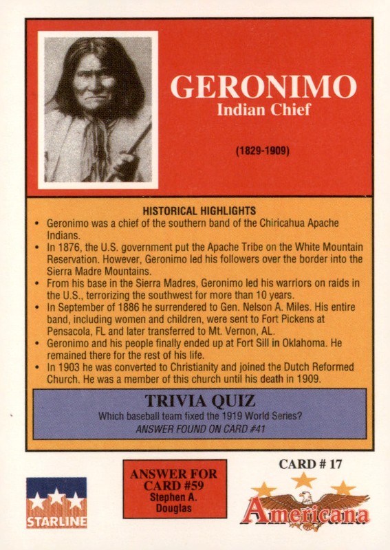 1991 Starline Americana #17 Geronimo