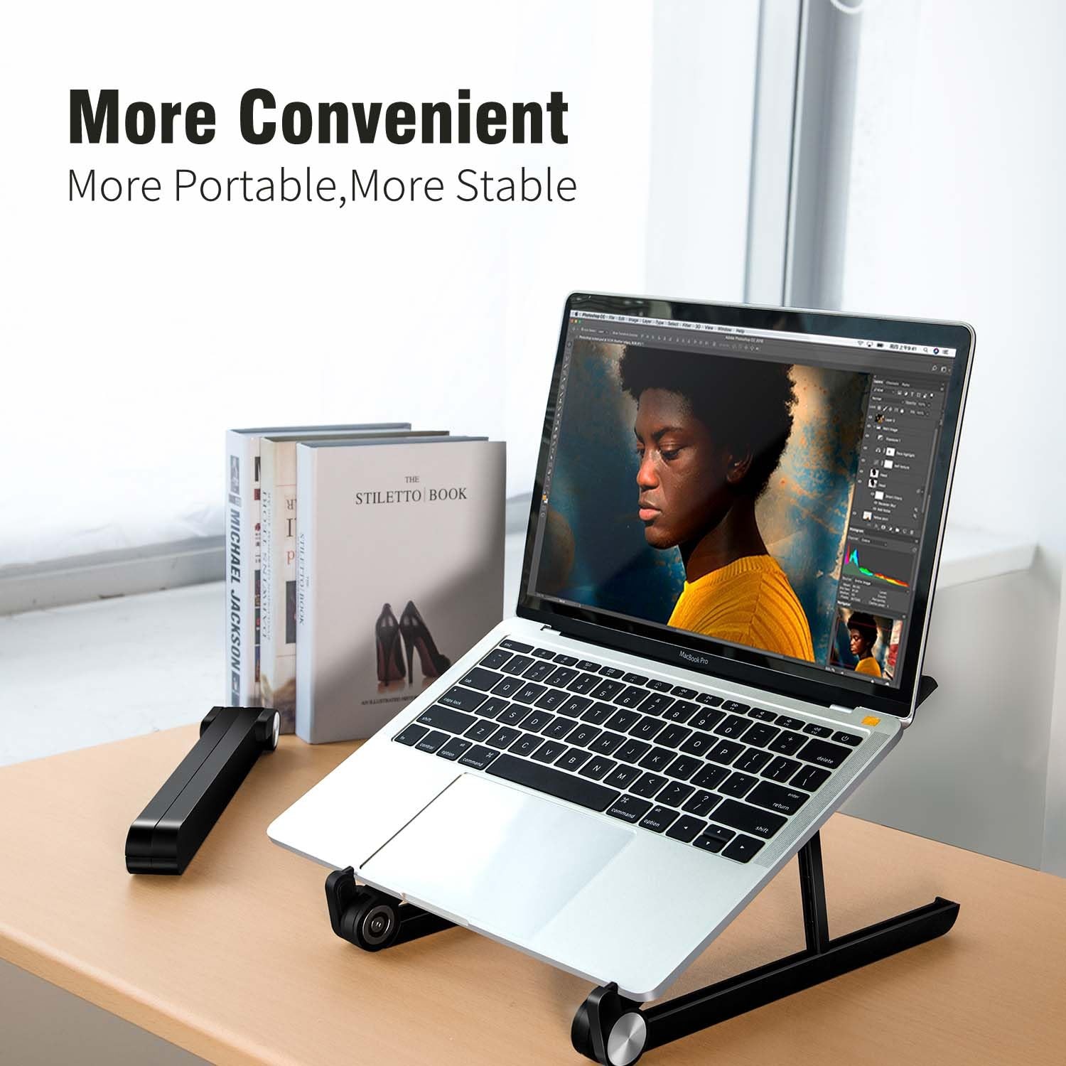 Laptop Stand, 2-Level Height Adjustable Ergonomic Computer Riser, Portable 0....