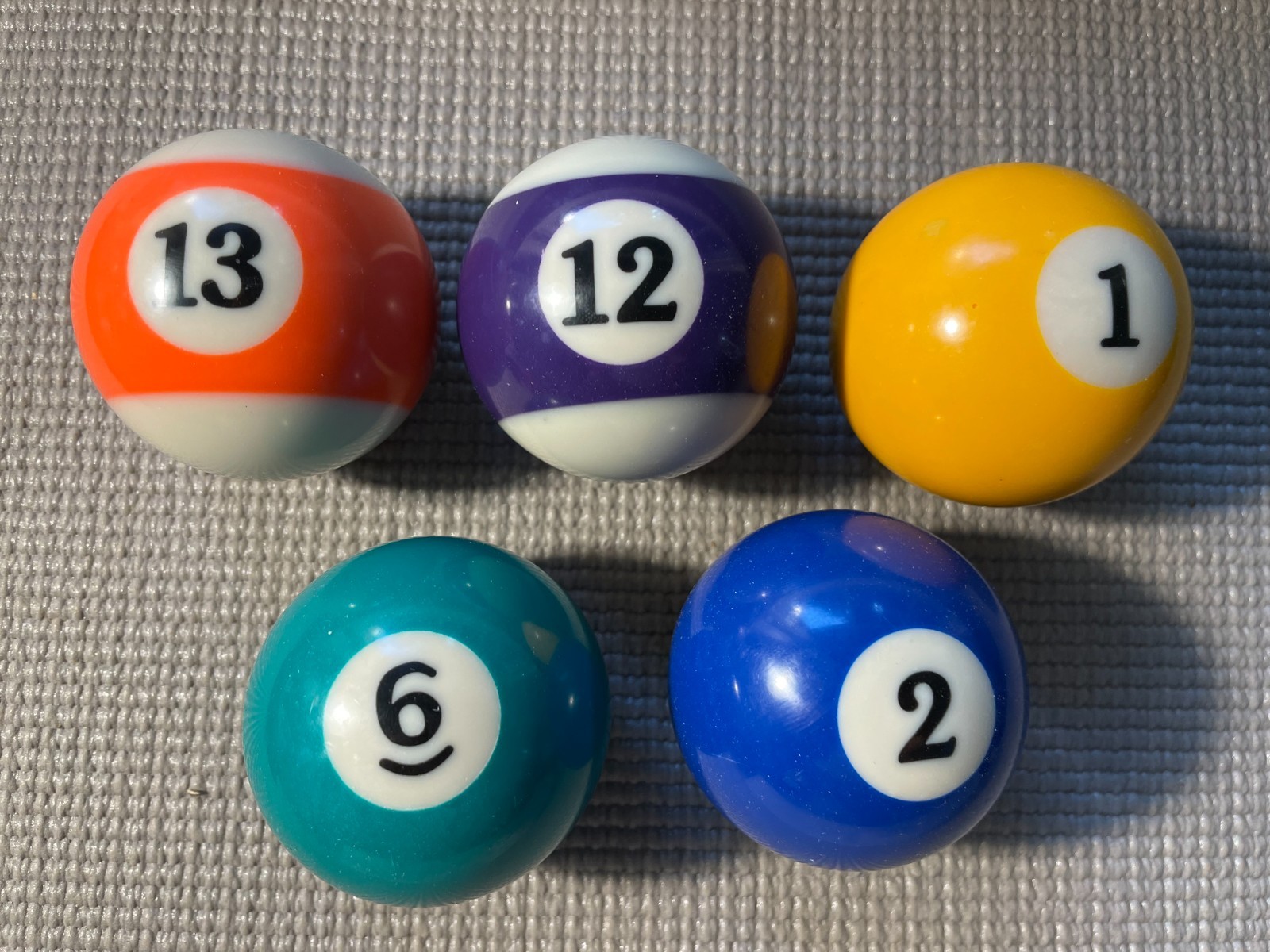 Lot of Five 2-1/4” Billiard Pool Table Balls