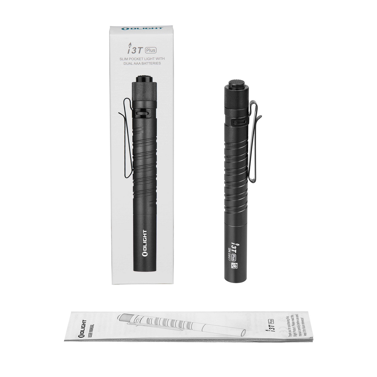 Olight i3T PLUS 250Lumen 2xAAA Batteries Flashlight Slim EDC Pocket Light, Black