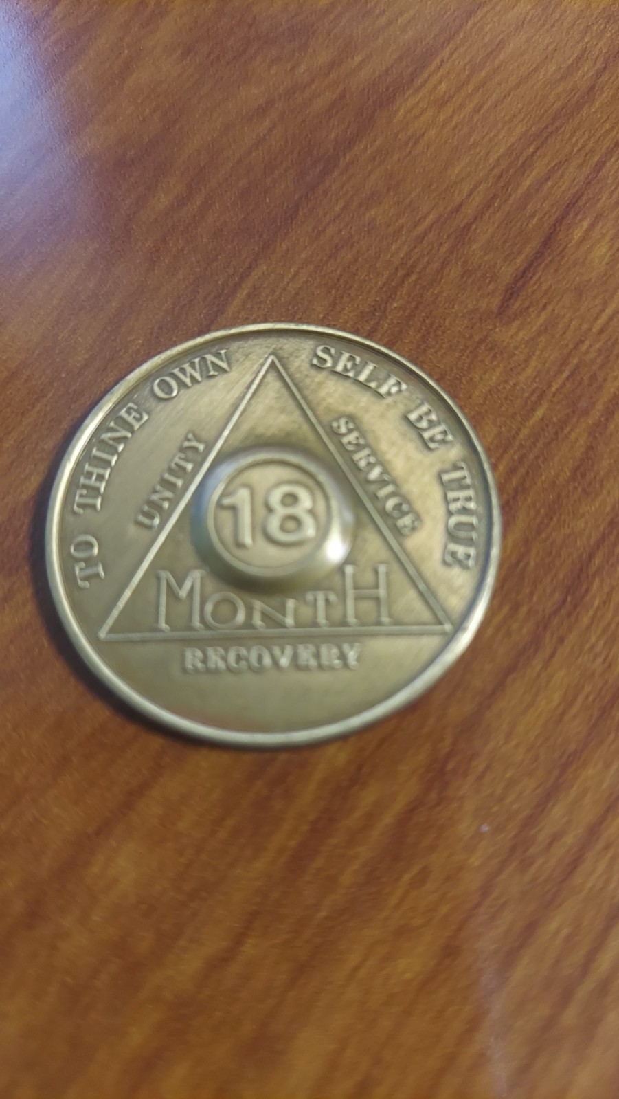 Alcoholics Anonymous AA 18 Month Bronze Medallion Coin Chip Token Sobriety Sober