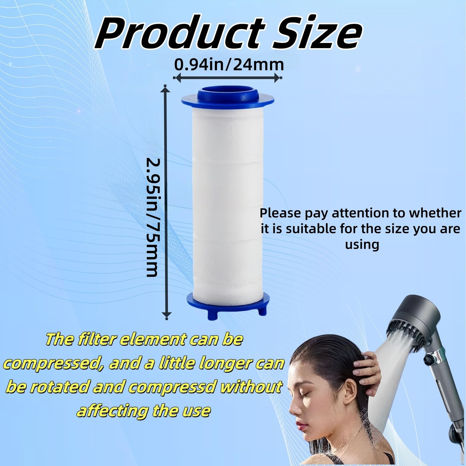10Pcs Shower Head Filter Drivese, 2.95 Inch Ion Dropse PP...