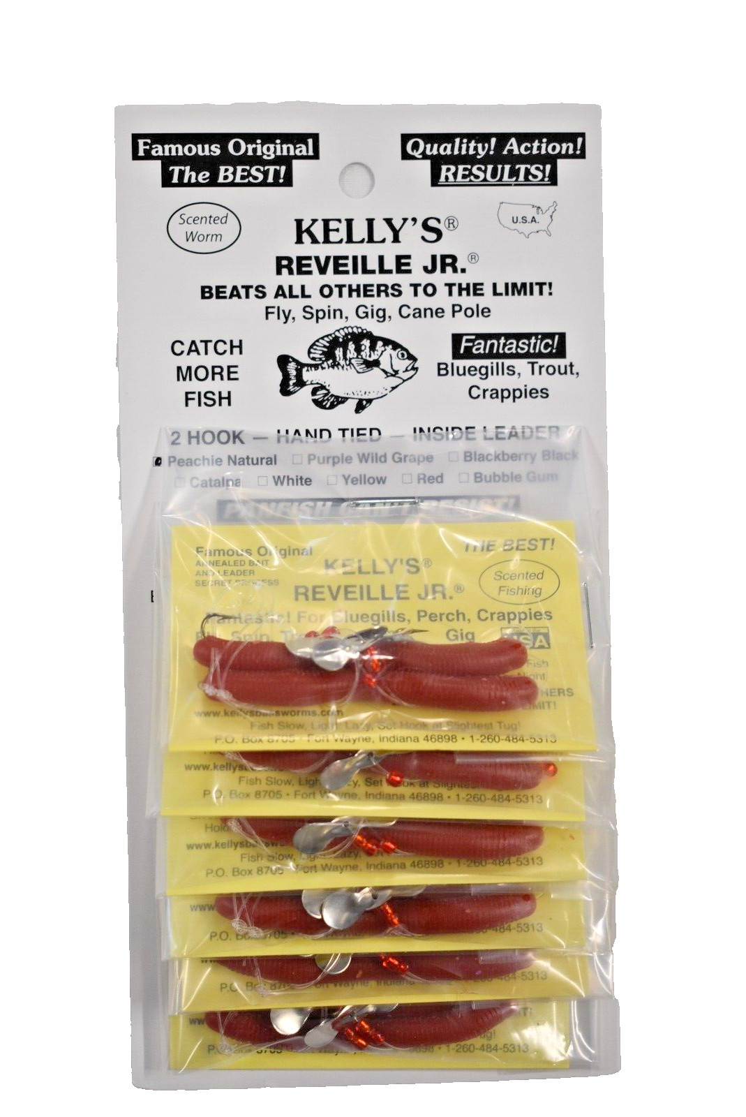 Kelly's® Reveille JR Propeller 6 PK Peachie Natural Lures Bluegill Perch Crappie