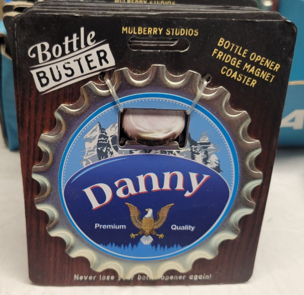 DANNY PERSONALIZED MULTI GADGET BOTTLE OPENER MAGNET COASTER NEW - U