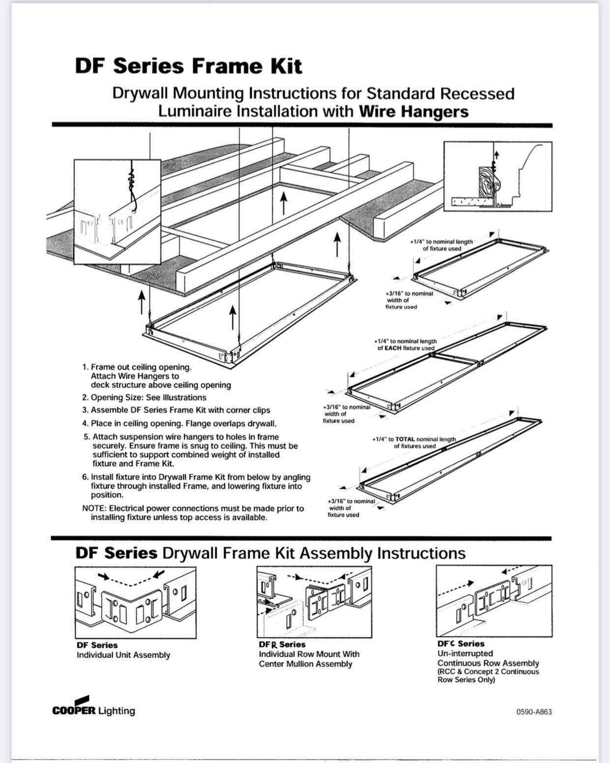 Metalux DF-22-U White 2’X 2’ Dry Wall Frame Kit White