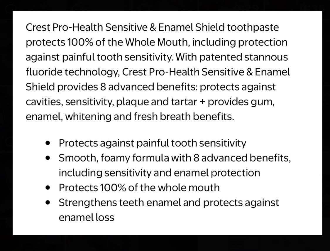 6 PACK Crest Pro-health SENSITIVE Enamel Shield fluoride Toothpaste EXP:06/2028